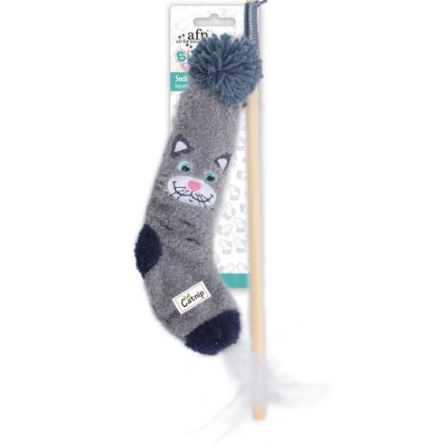 Dřevěná vábnička Sock Cuddler - Ponožka kočka, se šantou