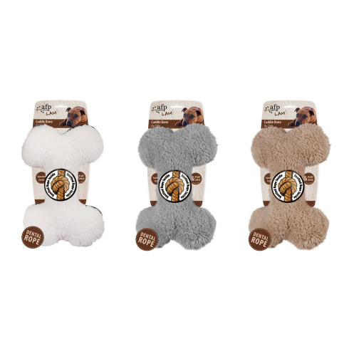 Plyšová kost Lamb s provazy a pískátkem