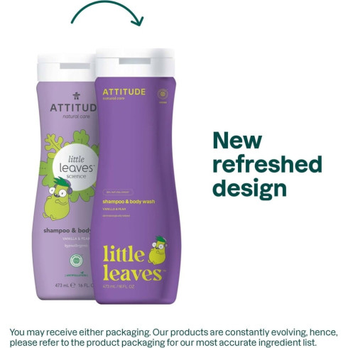 Dětské tělové mýdlo a šampon 2v1 Little leaves 473 ml, s vůní vanilky a hrušky