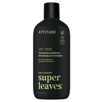 Pánsky posilňujúci šampón a kondicionér 2v1 ATTITUDE Super leaves - Matcha a Bergamot 415ml