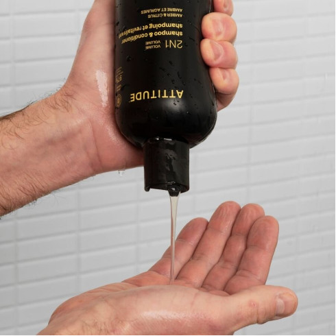 Pánský šampon a kondicionér pro objem 2v1 ATTITUDE Super leaves - Amber a Citrus 415ml