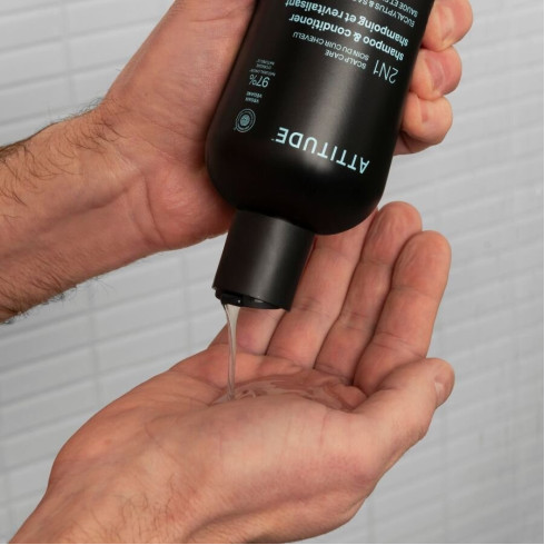 Pánský zklidňující šampon a kondicionér 2v1 ATTITUDE Super leaves - Eukalyptus a Šalvěj 415ml