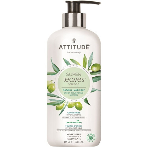 Přírodní mýdlo na ruce - Super leaves olivové listy 473ml, s detoxikačním účinkem