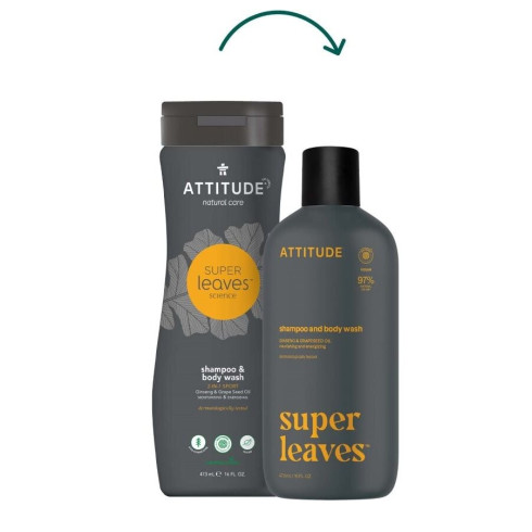 Přírodní pánský šampón & tělové mýdlo (2v1) ATTITUDE Super leaves - normální vlasy 473ml