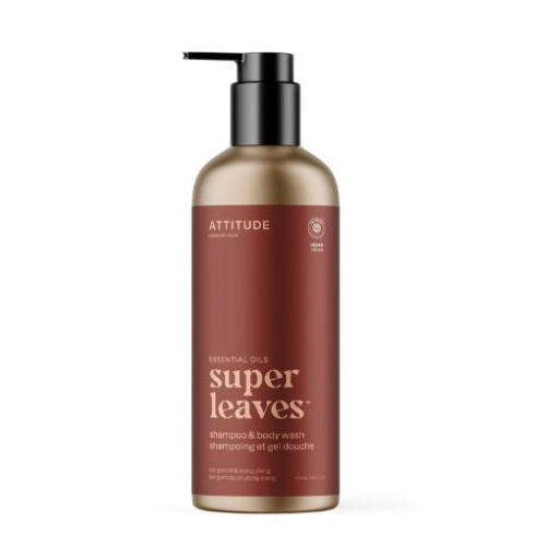 Přírodní šampón & tělové mýdlo (2v1) ATTITUDE Super leaves Essentials  - Bergamot & Ylang 473ml