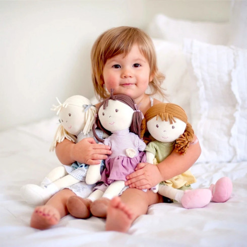 Látková bábika All Natural - Brook (ružové šaty)