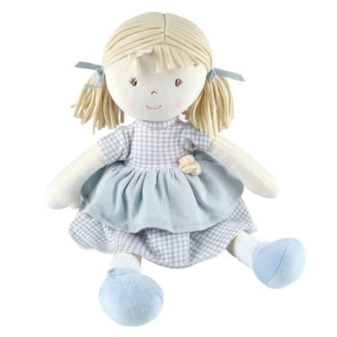 Látková bábika All Natural - Neva (modré šaty)