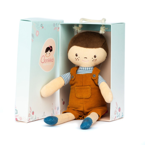 Látková bábika Chi Chi v darčekovej krabičke - Tim (žlté monterky)