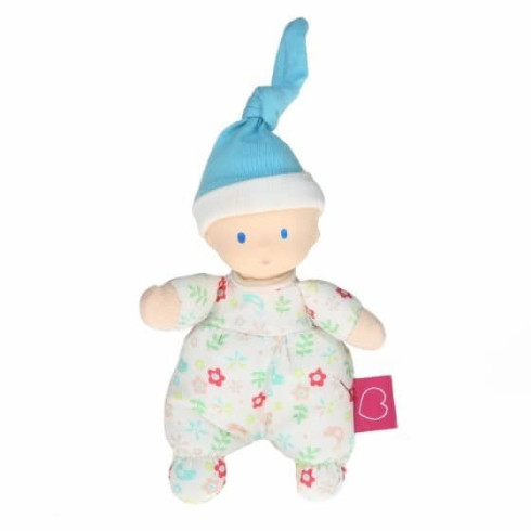 Mini bábika miláčik - Kvetinová s modrou čiapkou
