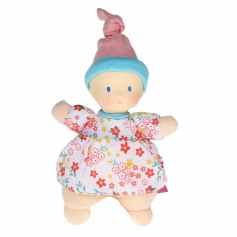 Mini panenka miláček - Květinová s růžovou čepicí