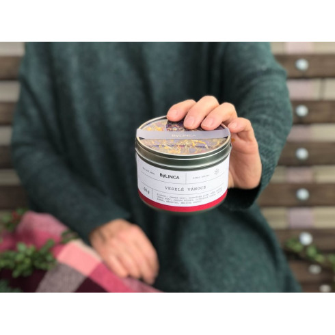 Bylinkový čaj - Veselé Vánoce 60g, sypaný čaj v plechovce Bylinkový čaj - Veselé Vánoce 60g, sypaný čaj v plechovce