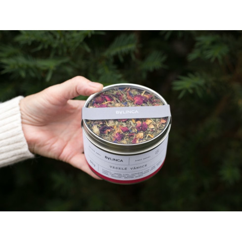 Bylinkový čaj - Veselé Vánoce 60g, sypaný čaj v plechovce Bylinkový čaj - Veselé Vánoce 60g, sypaný čaj v plechovce