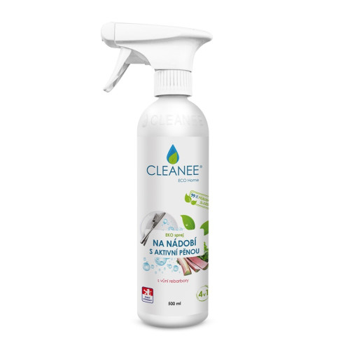 CLEANEE EKO Sprej na Riad - Rebarbora 500ml, s aktívnou penou