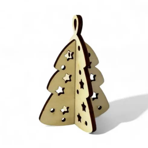 Holzdekoration 3D - Weihnachtsbaum 9 x 6,5cm, 3Stk.