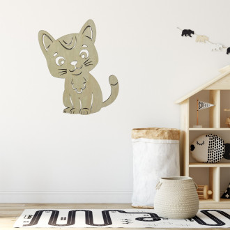 Holztier an der Wand - Katze