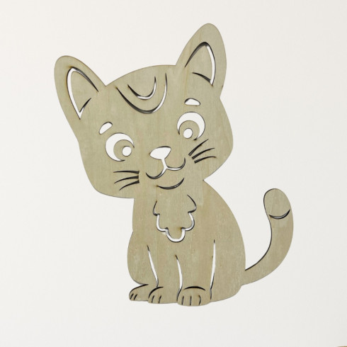 Holztier an der Wand - Katze