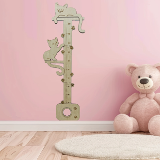 Holzmaßband für die Wand, Katzen - 120 cm
