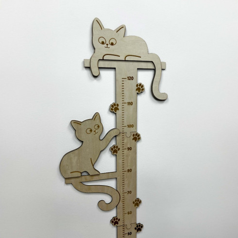 Holzmaßband für die Wand, Katzen - 120 cm