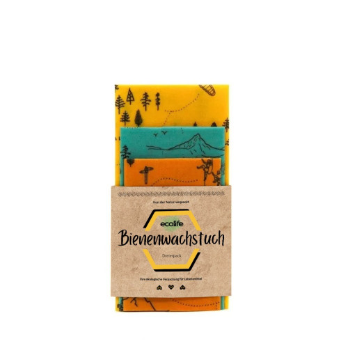 Bienenwachstuch - Der Wanderer, Dreierpack S+M+L