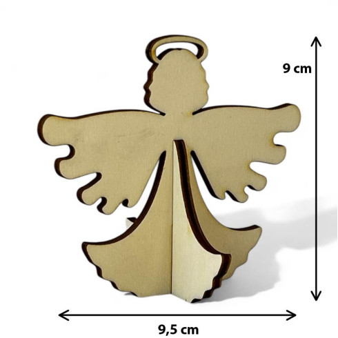 Dřevěná ozdoba 3D - Anděl 9 x 9,5cm, 5ks