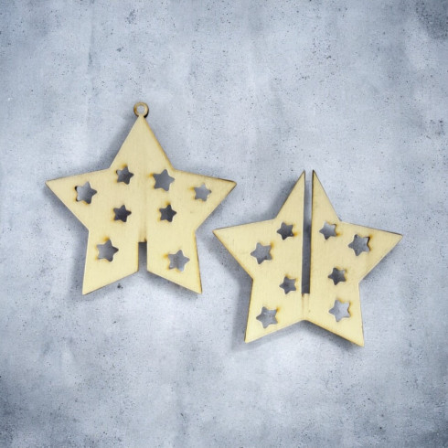 Drevená ozdoba 3D - Hviezda 9 x 8cm