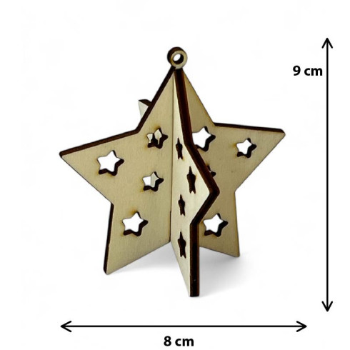 Drevená ozdoba 3D - Hviezda 9 x 8cm