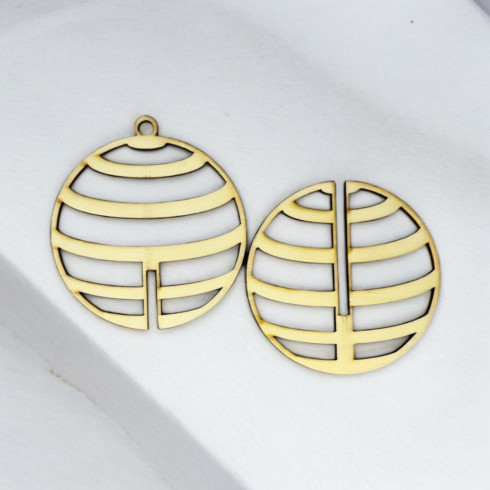 Dřevěná ozdoba 3D - Vánoční koule 9 x 8,5cm