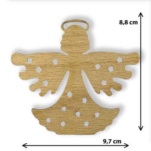 Drevená ozdoba - Anjel 8,8 x 9,7cm