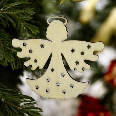 Drevená ozdoba - Anjel 8,8 x 9,7cm