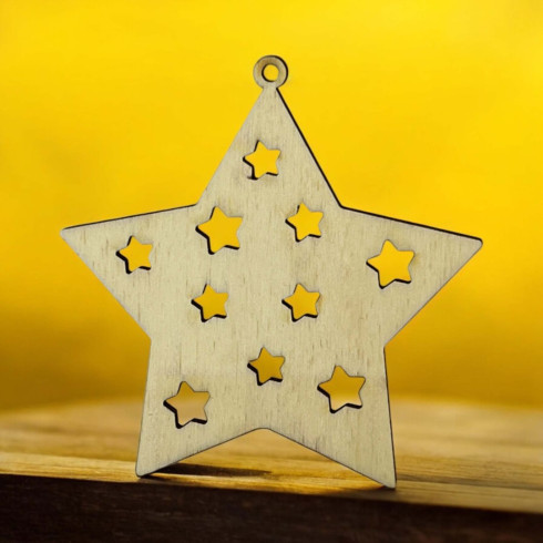 Drevená ozdoba - Hviezda 8,8 x 8,6cm