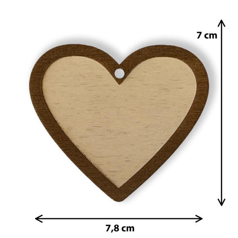 Dřevěná ozdoba - Srdce 7 x 7,8cm