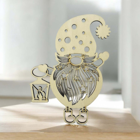 Drevená ozdoba - Veľký Trpaslík s lampášom 20 x 13,5cm