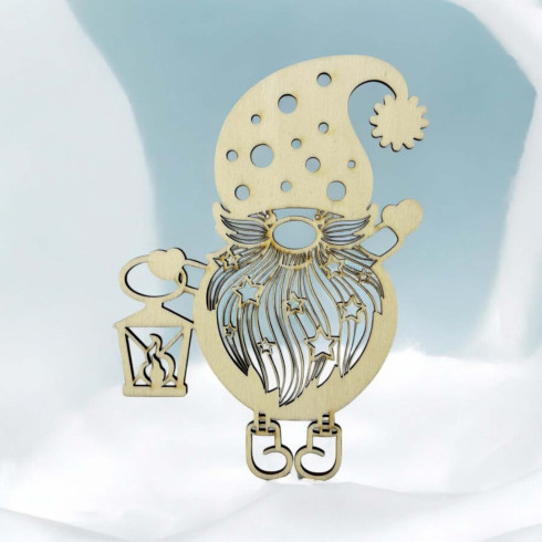 Drevená ozdoba - Veľký Trpaslík s lampášom 20 x 13,5cm