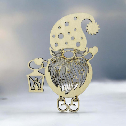 Drevená ozdoba - Veľký Trpaslík s lampášom 20 x 13,5cm