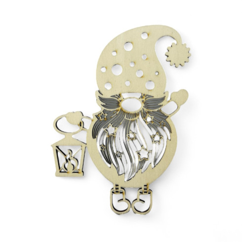 Drevená ozdoba - Veľký Trpaslík s lampášom 20 x 13,5cm