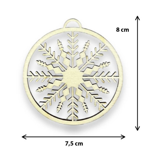 Drevená ozdoba - Vianočná guľa Elsa 7,5cm