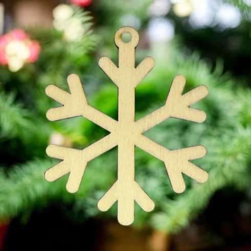 Drevená ozdoba - Vločka 9 x 7,2cm, 10ks