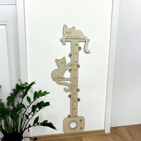 Dřevěný metr na zeď - Kočky 120cm
