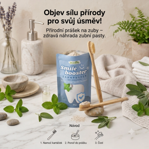 SmileBOOSTER Prírodný prášok na čistenie zubov (60g REFILL)