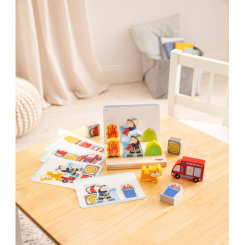 Dřevěná stohovací hra s předlohami - Požárníci