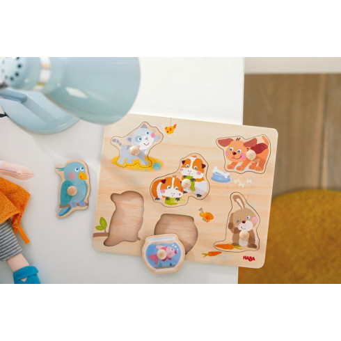 Drevené vkladacie puzzle s úchytom - Domáce zvieratá Drevené vkladacie puzzle s úchytom - Domáce zvieratá