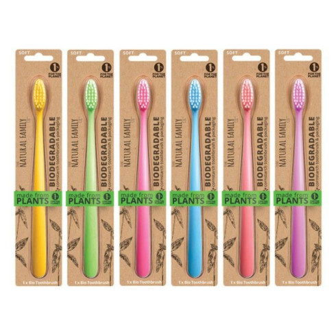 BIO Zahnbürste The Natural Family co. - Weich 1 Stück, gelb