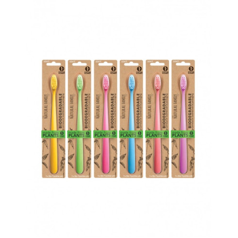 BIO Zubná kefka The Natural Family co. - Soft 1ks, žltá