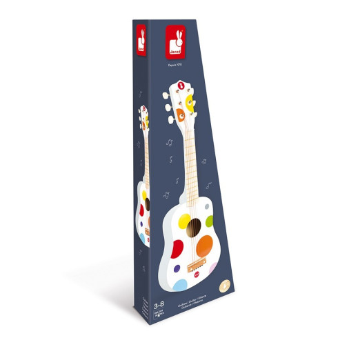 Dřevěný hudební nástroj - První kytara pro děti Confetti s reálným zvukem, 6 strun