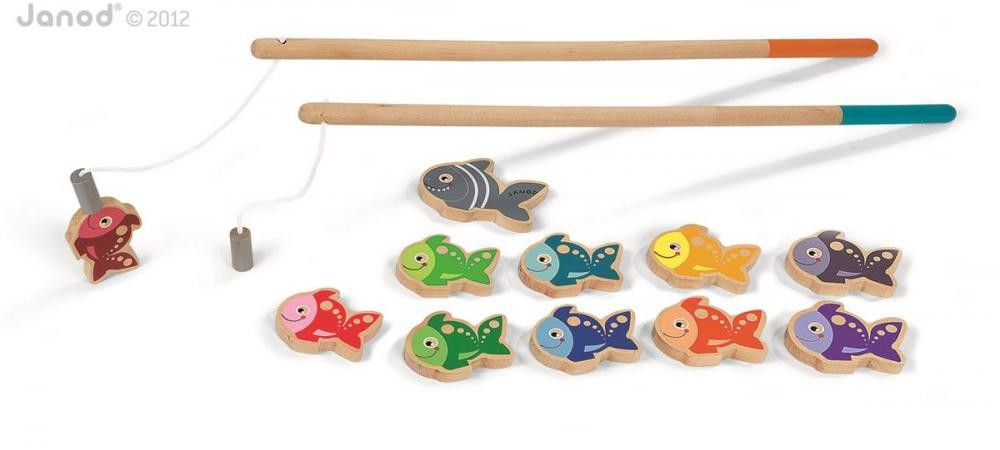Janod Dřevěné magnetické rybářské udice pro děti - Let's Go Fishing