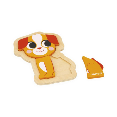 Janod Dřevěné vkládací puzzle pro děti - Domácí mazlíčci 4v1