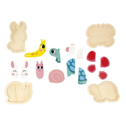 Janod Drevené vkladacie puzzle pre deti - Záhrada 4v1