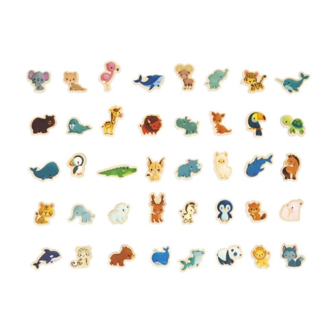 Janod Magnetická hračka Mapa - Zvieratká sveta, 40ks magnetiek