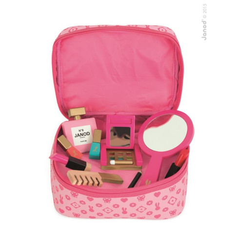 Kozmetický kufrík pre deti - Little Miss, s kozmetikou z dreva a 9 doplnkami