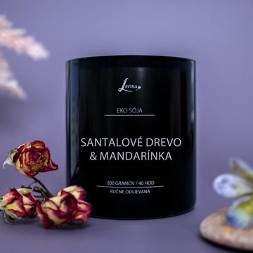 Sójová sviečka - Jedinečná 130g, Santalové drevo & Mandarínka Sójová sviečka - Jedinečná 130g, Santalové drevo & Mandarínka